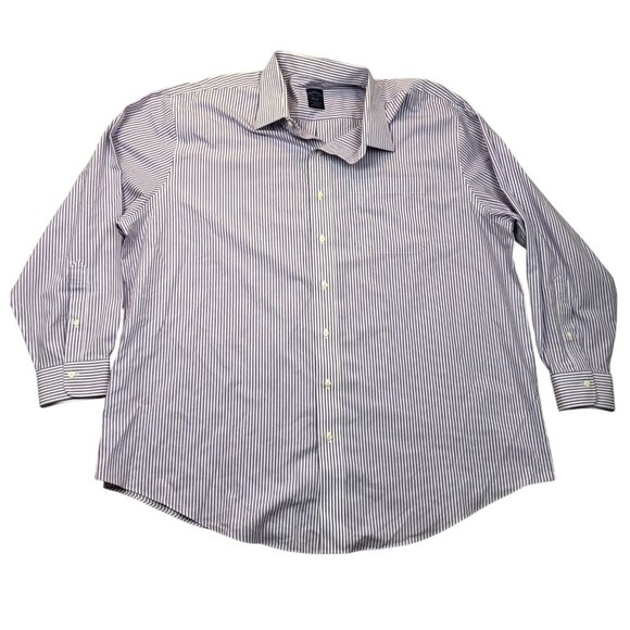 Brooks Brothers Mens Dress Shirt Size XXL 18.5 Neck Non Iron Striped Purple - Picture 1 of 16
